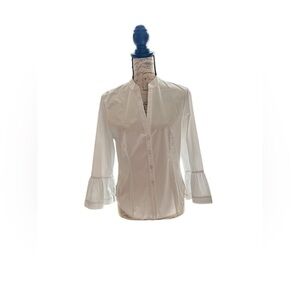 Veronica Beard Women’s Size 6 White Button Up Blouse with Bell Sleeves